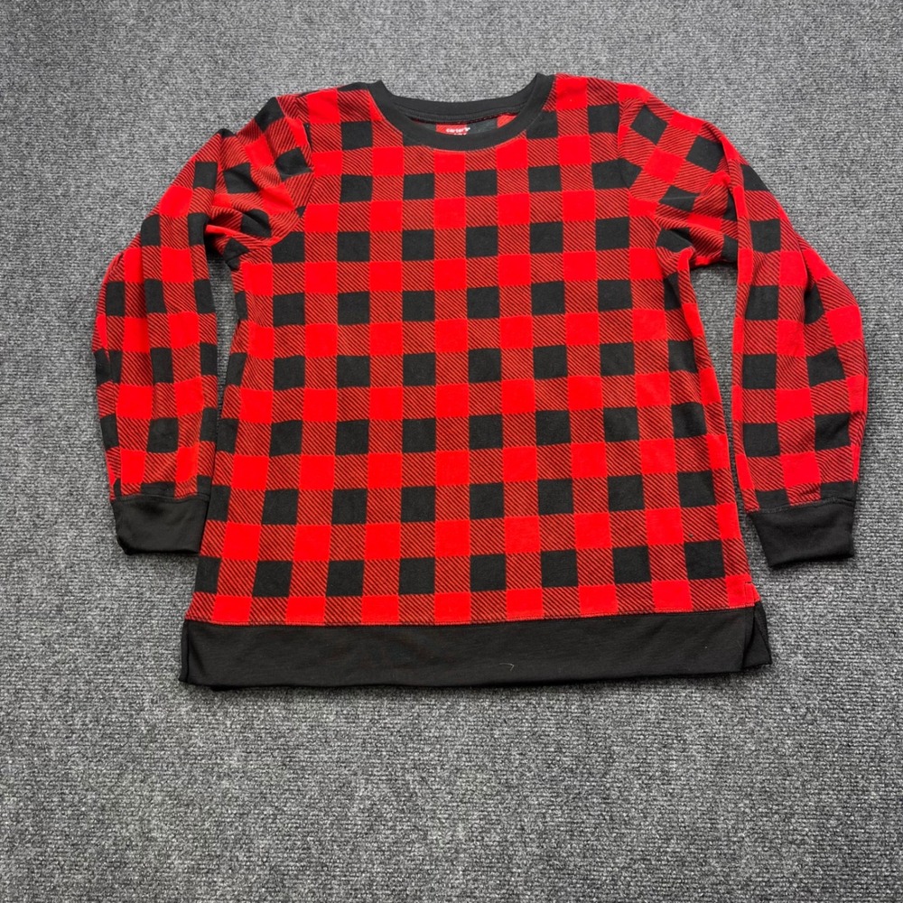 Carter's Buffalo Plaid Fleece Crew Neck Red Black Pajama Top Sweatshirt